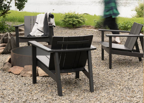 Modern Adirondack-style chairs made of recycled HDPE