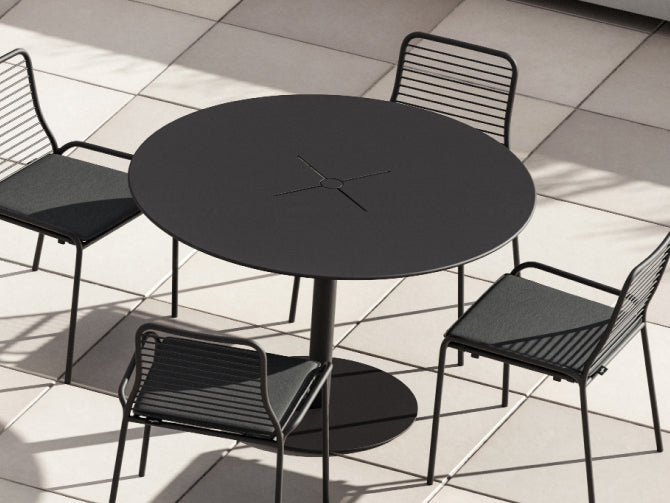 Overhead view of XY Dining Set in charcoal