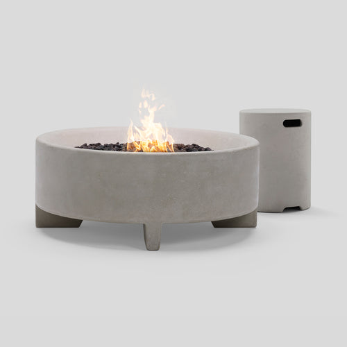 A studio photo of Rook Fire Table - Propane Stone