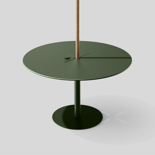 A studio photo of XY Round Dining Table Olive